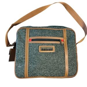 VTG Oscar De La Rente Studio Tweed Unisex Messenger Flight Overnight Travel Bag